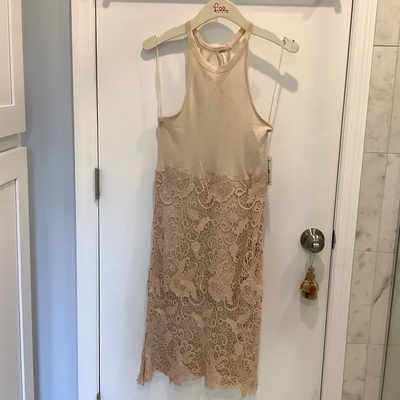 Free People | Dresses | Nwt Free People Nora Crochet Lace Overlay Racerback  Tank Midi Cream Dress Xs | Poshmark